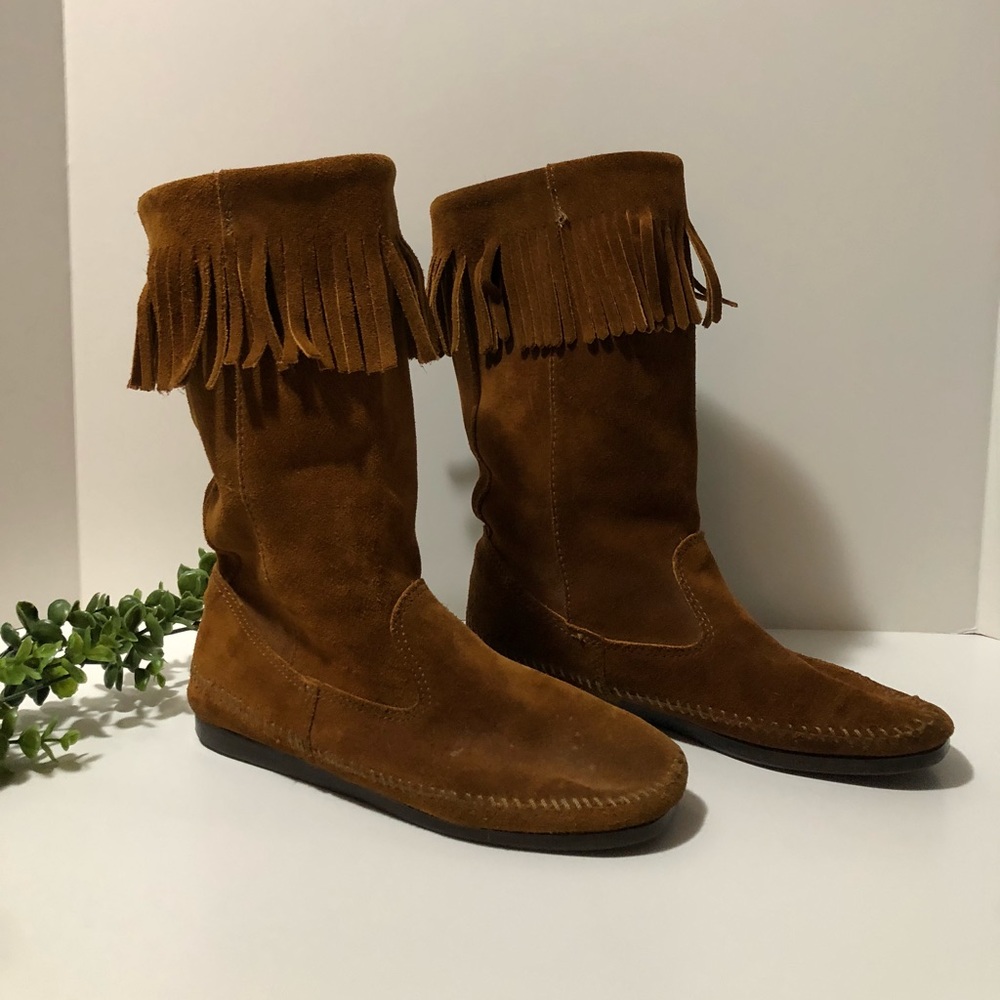 SOLD Minnetonka Suede Fringe Moccasin Boots (No Insoles)